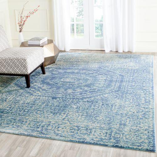 Tapis Valence 235 X 305 Cm Artisanat Inspiré Charleston Bleu