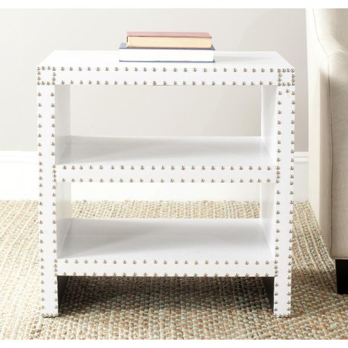 Table D'appoint Sibbie Blanc Bois Embouti 60 X 40 X 60 Cm