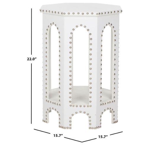 Table D'appoint Hildred Blanc Bois Embouti 40 X 40 X 56 Cm