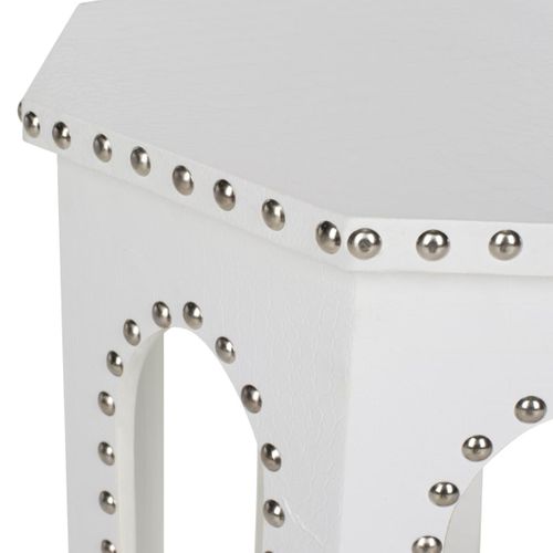 Table D'appoint Hildred Blanc Bois Embouti 40 X 40 X 56 Cm