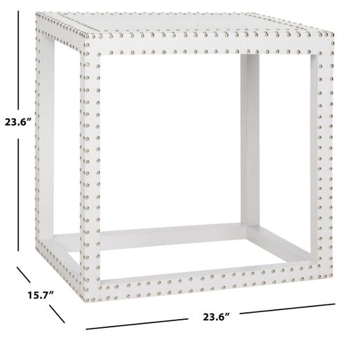 Table D'appoint Verena Blanc Bois Embouti 60 X 40 X 60 Cm