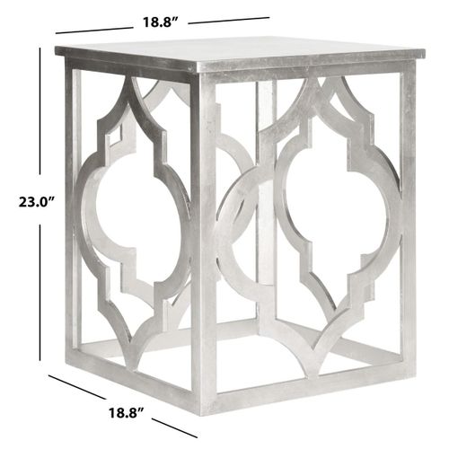 Table D'appoint Velda Argent Bois Embouti 48 X 48 X 58 Cm