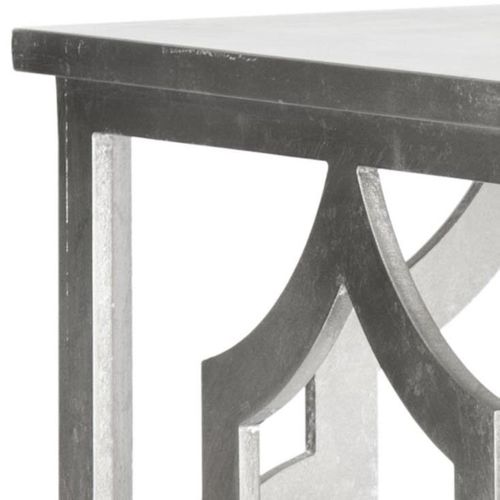 Table D'appoint Velda Argent Bois Embouti 48 X 48 X 58 Cm