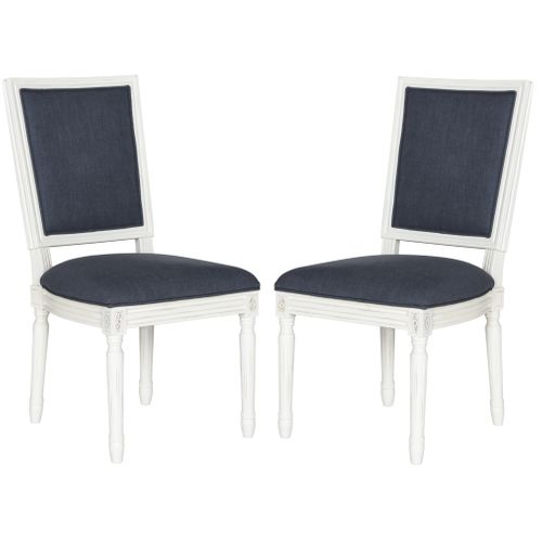 Chaises De Salle à Manger Carlota Lot De 2 Bleu Marine Bois D'hevea