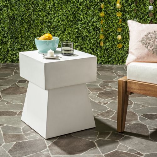 Table D'appoint Pour L'exterieur Zen Ivoire Beton 35 X 35 X 46 Cm