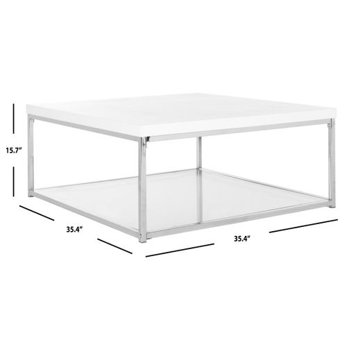 Table Basse Parlee Argent Bois Embouti 90 X 90 X 40 Cm
