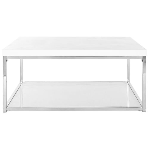 Table Basse Parlee Argent Bois Embouti 90 X 90 X 40 Cm