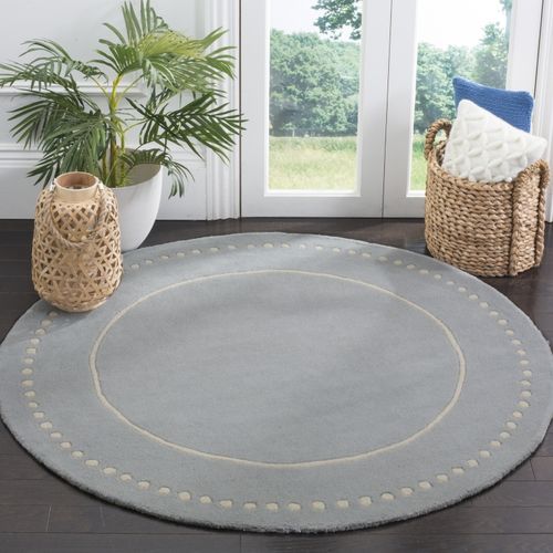 Tapis Bella 152 X 152 Cm Bordure En Pointilles Galilea Bleu Clair / Ivoire
