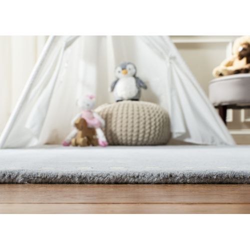 Tapis Bella 183 X 274 Cm Bordure En Pointilles Galilea Bleu Clair / Ivoire