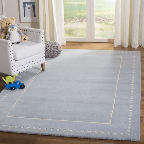 Tapis Bella 183 X 274 Cm Bordure En Pointilles Galilea Bleu Clair / Ivoire