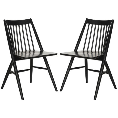 Chaises De Salle à Manger Wren Lot De 2 Noir Bois D'hevea