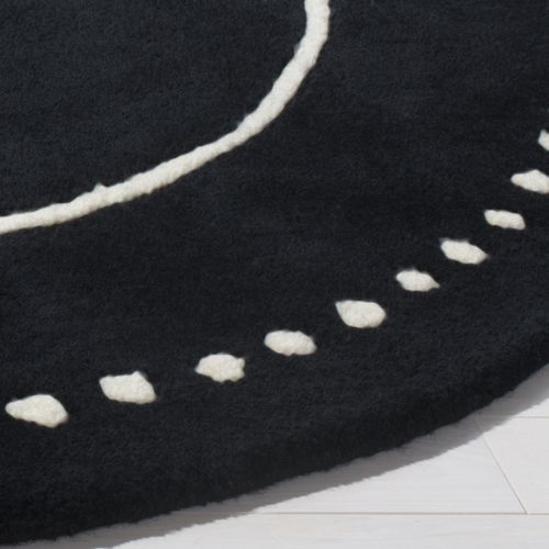Tapis Rond Bella 152 X 152 Cm Bordure En Pointilles Galilea Noir / Ivoire