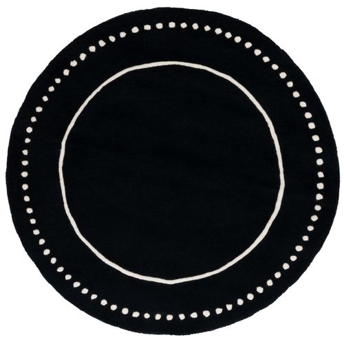 Tapis Rond Bella 152 X 152 Cm Bordure En Pointilles Galilea Noir / Ivoire