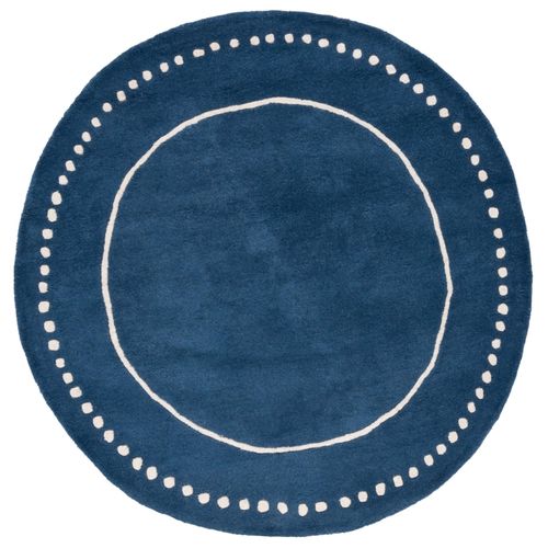 Tapis Bella 152 X 152 Cm Bordure En Pointilles Galilea Bleu Marine / Ivoire