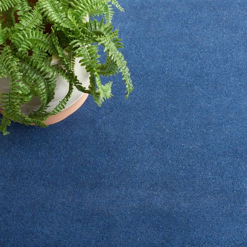 Tapis Bella 152 X 152 Cm Bordure En Pointilles Galilea Bleu Marine / Ivoire