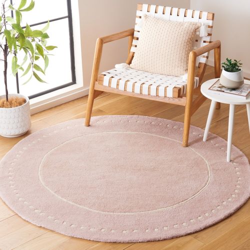 Tapis Bella 152 X 152 Cm Bordure En Pointilles Galilea Rose Pâle / Ivoire