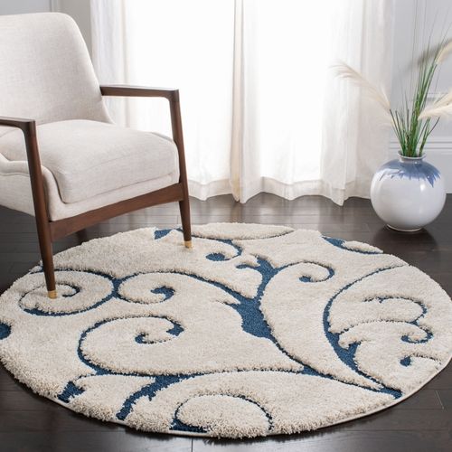 Tapis Florida Shag 122 X 122 Cm Shag Rosalind Cream / Blue