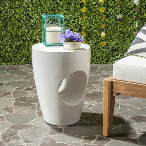 Table En Ciment Willodean Ivoire Beton 36 X 36 X 45 Cm