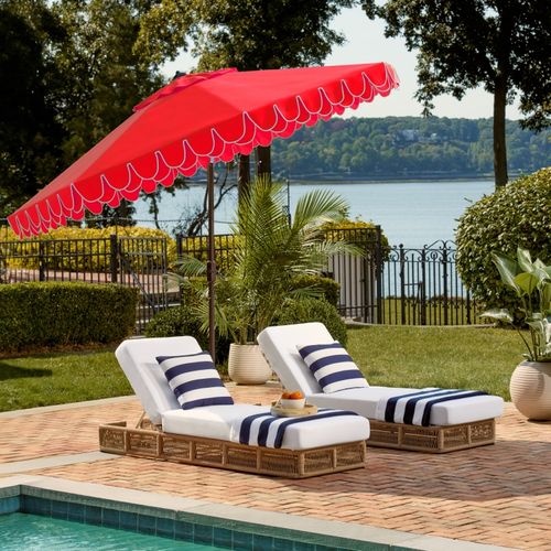 Parasol Littoral Valance Rouge Metal 255 X 255 X 250