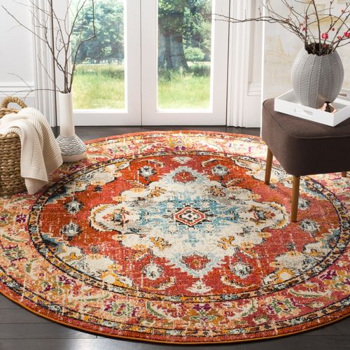 Tapis Monaco 152 X 152 Cm Bohème Chic Milà Orange / Bleu Clair