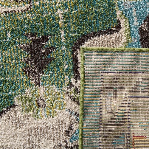 Tapis Monaco 152 X 152 Cm Bohème Chic Milà Vert Forêt / Bleu Clair