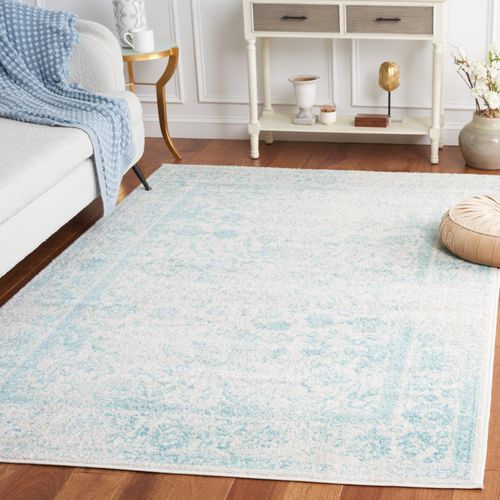 Tapis Adirondack 155 X 229 Cm Vintage Patiné Lucinda Ivoire / Bleu Clair