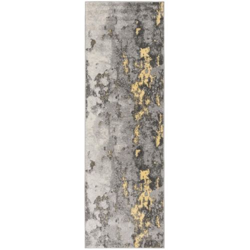 Tapis Adirondack 76 X 244 Cm Abstrait Moderne En Détresse Evelyn Gris / Jaune