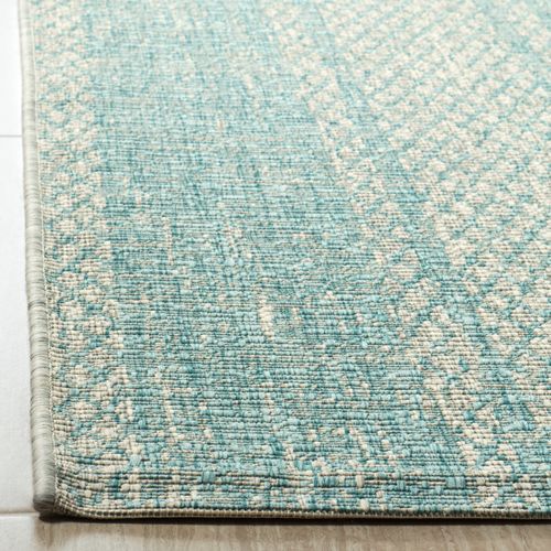 Tapis Cour 122 X 170 Cm Contemporain Rafal Gris Clair Et Aqua