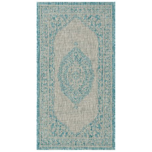 Tapis Cour 79 X 152 Cm Contemporain Amira Gris Clair / Aqua
