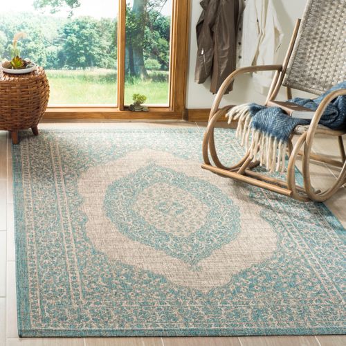 Tapis Cour 201 X 290 Cm Contemporain Amira Gris/aqua