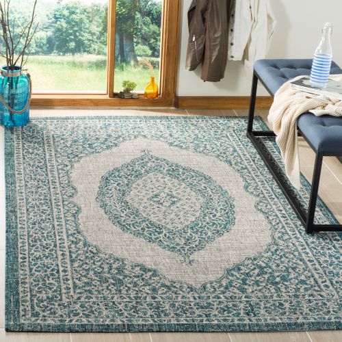 Tapis Cour 122 X 170 Cm Contemporain Amira Gris Clair / Sarcelle