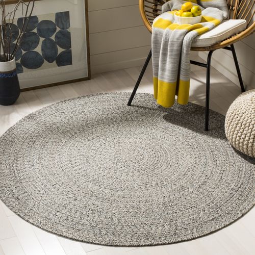 Tapis Braided 152 X 152 Cm Pays Rustique Ferme Hesper Ivoire / Gris