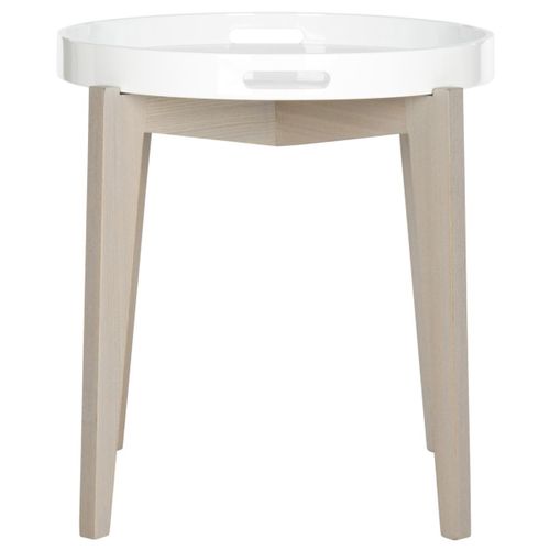 Table D'appoint Cornie Gris/blanc Bois Embouti 50 X 50 X 54 Cm
