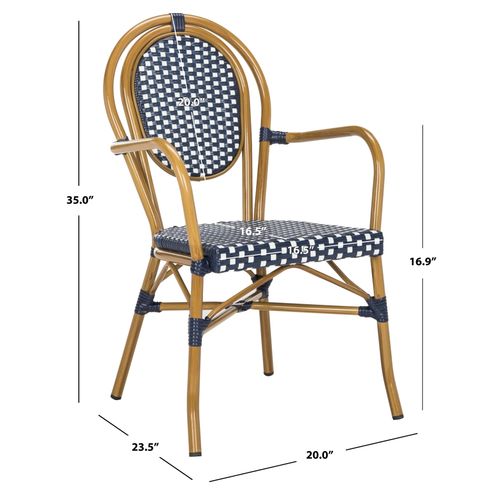 Chaises De Salle à Manger D'exterieur Marilynn Lot De 2 Marine/blanc Osier En Polyethylene