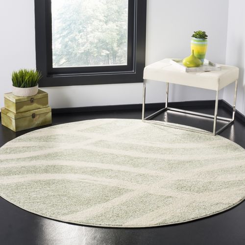 Tapis Adirondack 122 X 122 Cm Vague Moderne En Détresse Leocadia Sage / Cream