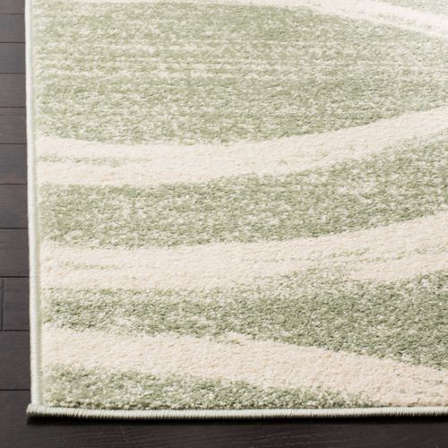 Tapis Adirondack 122 X 122 Cm Vague Moderne En Détresse Leocadia Sage / Cream