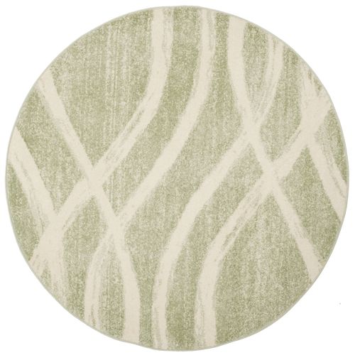 Tapis Adirondack 122 X 122 Cm Vague Moderne En Détresse Leocadia Sage / Cream