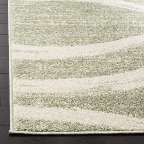 Tapis Adirondack 122 X 122 Cm Vague Moderne En Détresse Leocadia Sauge / Crème