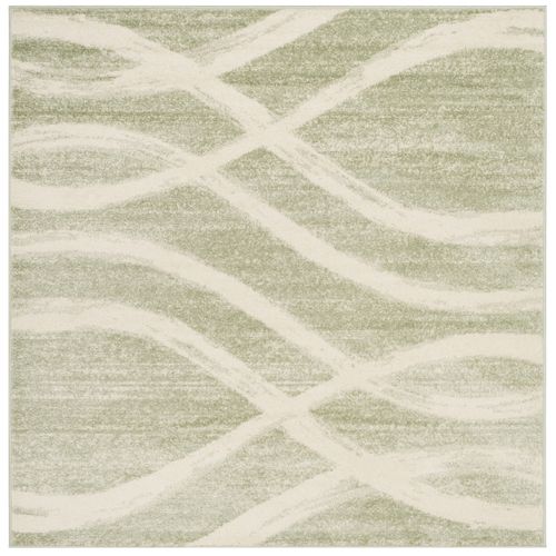 Tapis Adirondack 122 X 122 Cm Vague Moderne En Détresse Leocadia Sauge / Crème