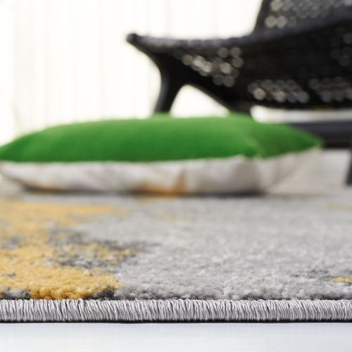 Tapis Adirondack 235 X 235 Cm Abstrait Moderne En Détresse Evelyn Gris / Jaune