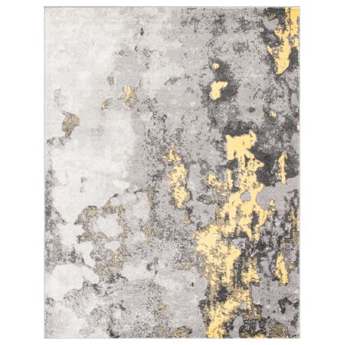 Tapis Adirondack 274 X 366 Cm Abstrait Moderne En Détresse Evelyn Gris / Jaune