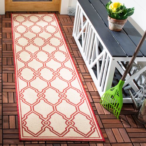 Tapis Maison De Plage 61 X 244 Cm Treillis Nerano Rouge