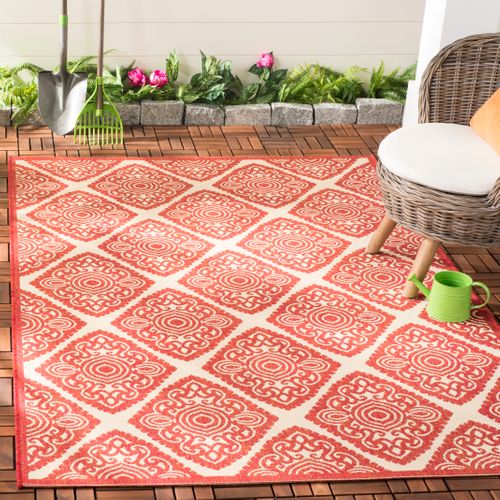 Tapis Maison De Plage 122 X 183 Cm Médaillon Salina Rouge