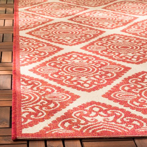 Tapis Maison De Plage 155 X 229 Cm Médaillon Salina Rouge