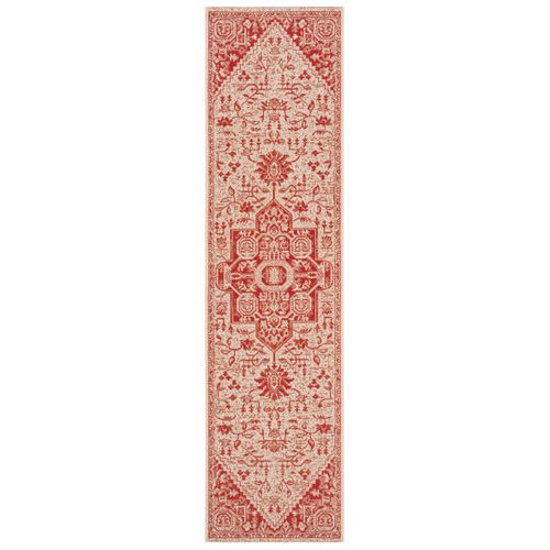 Tapis Maison De Plage 61 X 244 Cm Médaillon Elba Rouge