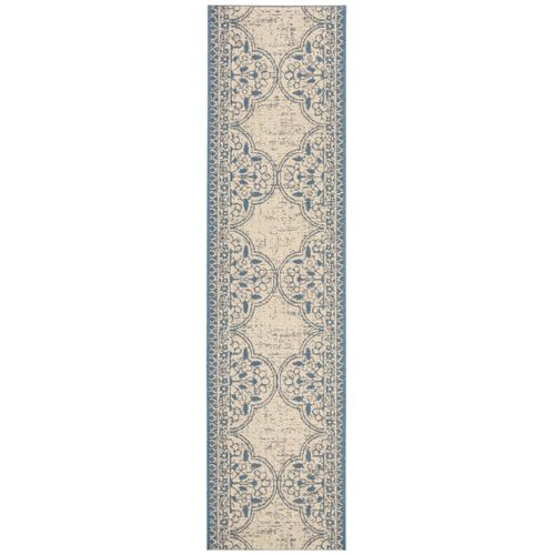 Tapis Maison De Plage 61 X 244 Cm De Transition Borano Bleu / Crème