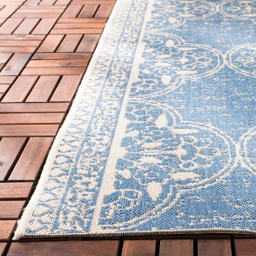 Tapis Maison De Plage 122 X 183 Cm De Transition Borano Neutre/bleu