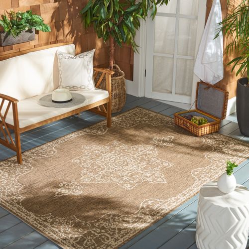 Tapis Maison De Plage 122 X 183 Cm Médaillon Tropea Beige