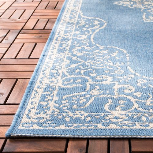 Tapis Maison De Plage 61 X 244 Cm Médaillon Tropea Bleu