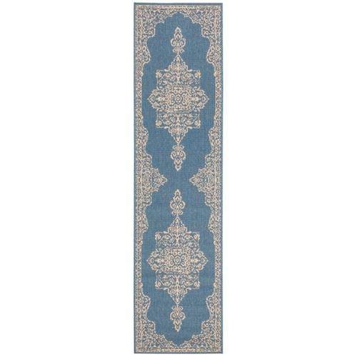 Tapis Maison De Plage 61 X 244 Cm Médaillon Tropea Bleu